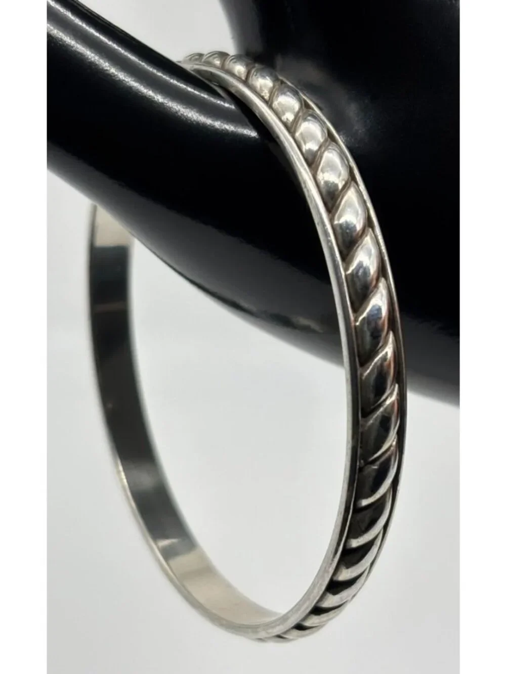 Brighton Southwest Dream Plaza Bangle Bracelet in Silver Plate Twisted Flat Rope